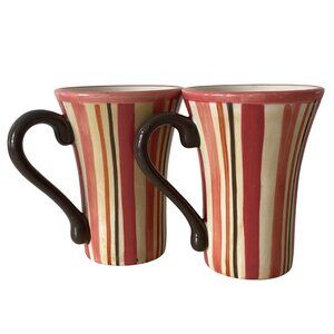 Royal Doulton Jubilee Set Of 2 Discontinued Pink Stripe Mugs Rare 2004